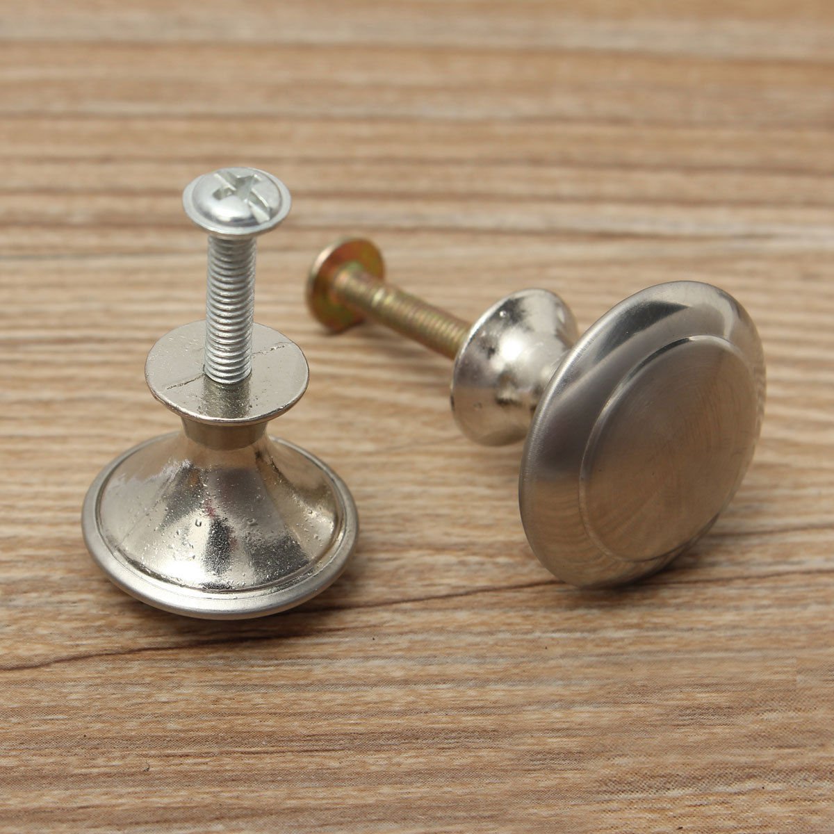 4 Pcs Stainless Steel Satin Nickel Cabinet Round Pull Knobs Hardware W/ Screw 28MM