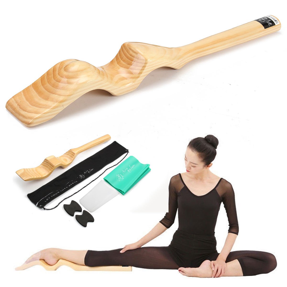 Wooden Ballet Foot Stretch Stretcher Elastic Band Dance Gymnastics Arch Enhancer db