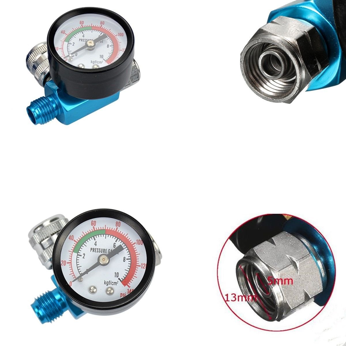 Air Inlet 1/4"Digital Spray Paint Gun Regulator Air Pressure Gauge HVLP 0-140PSI dbbb