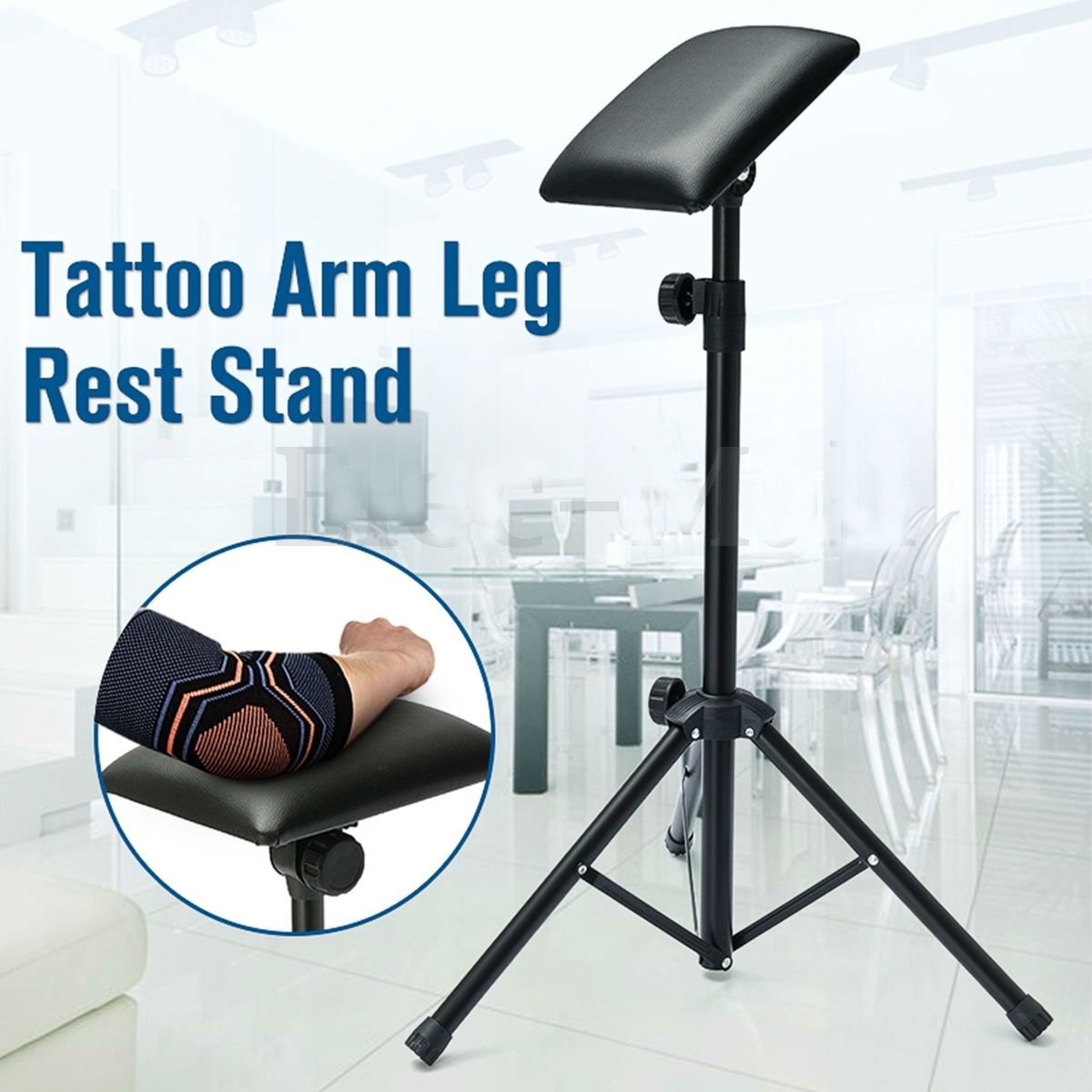 Height Adjustable Tattoo Tripod Stand Arm Leg Rest Studio Chair Sponge Pad Tool dbb