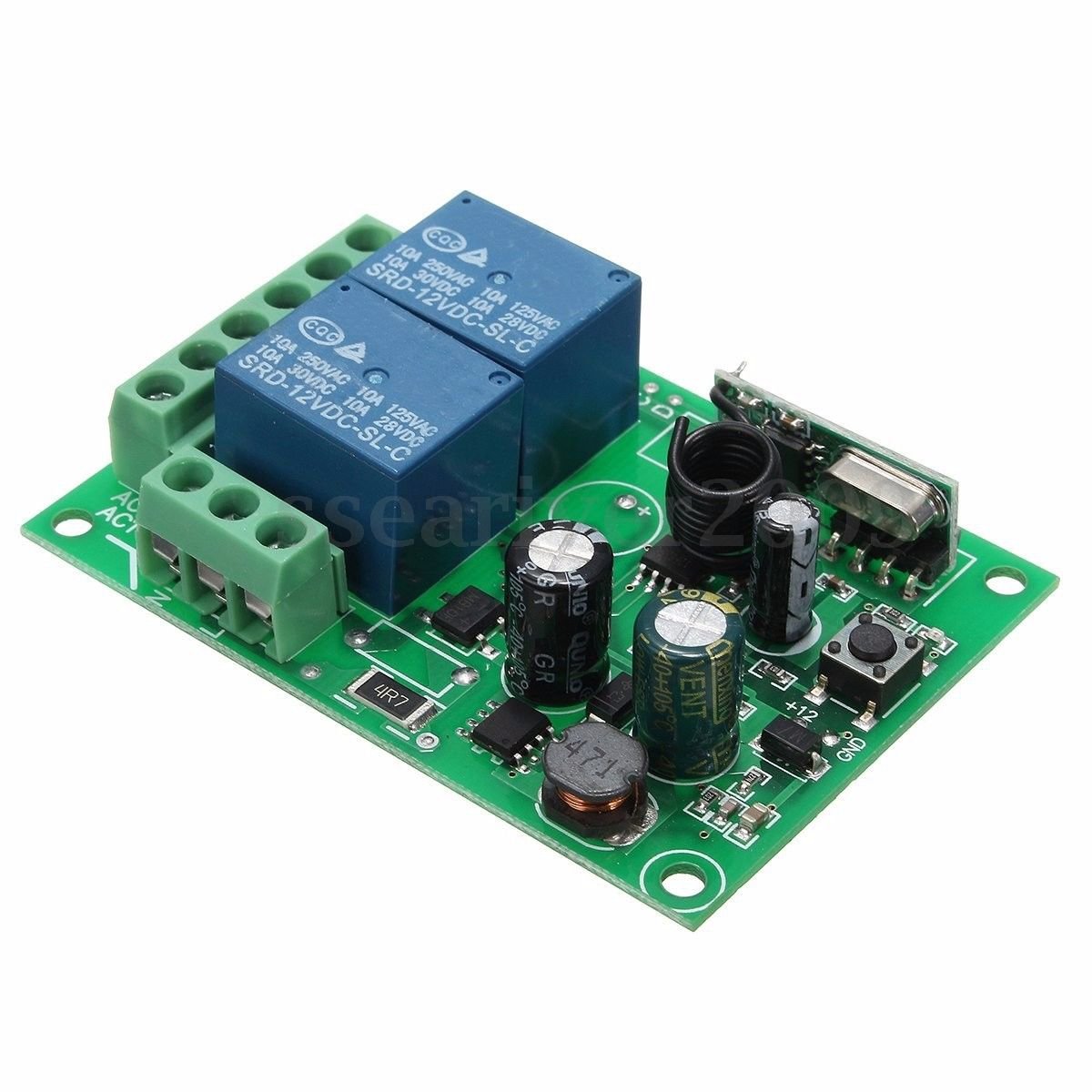 2CHANNEL 315 MHZ Channel Wireless RF Relay Remote Control Switch Receiver 10A 220V bdd