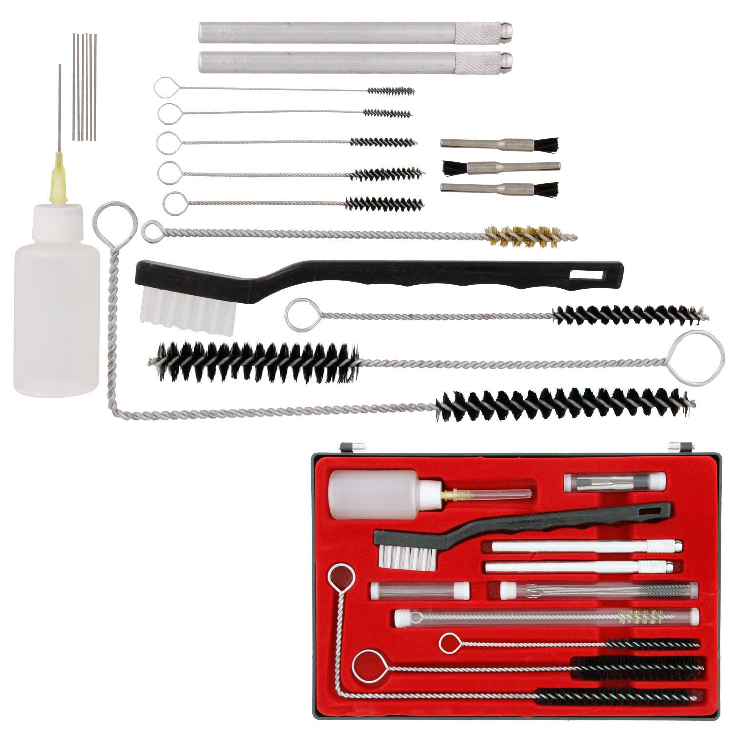23pcs Air Tool Paint Spray Cleaning Wire Brush Kit Fit HVLP Gravity Airbrushes dbd