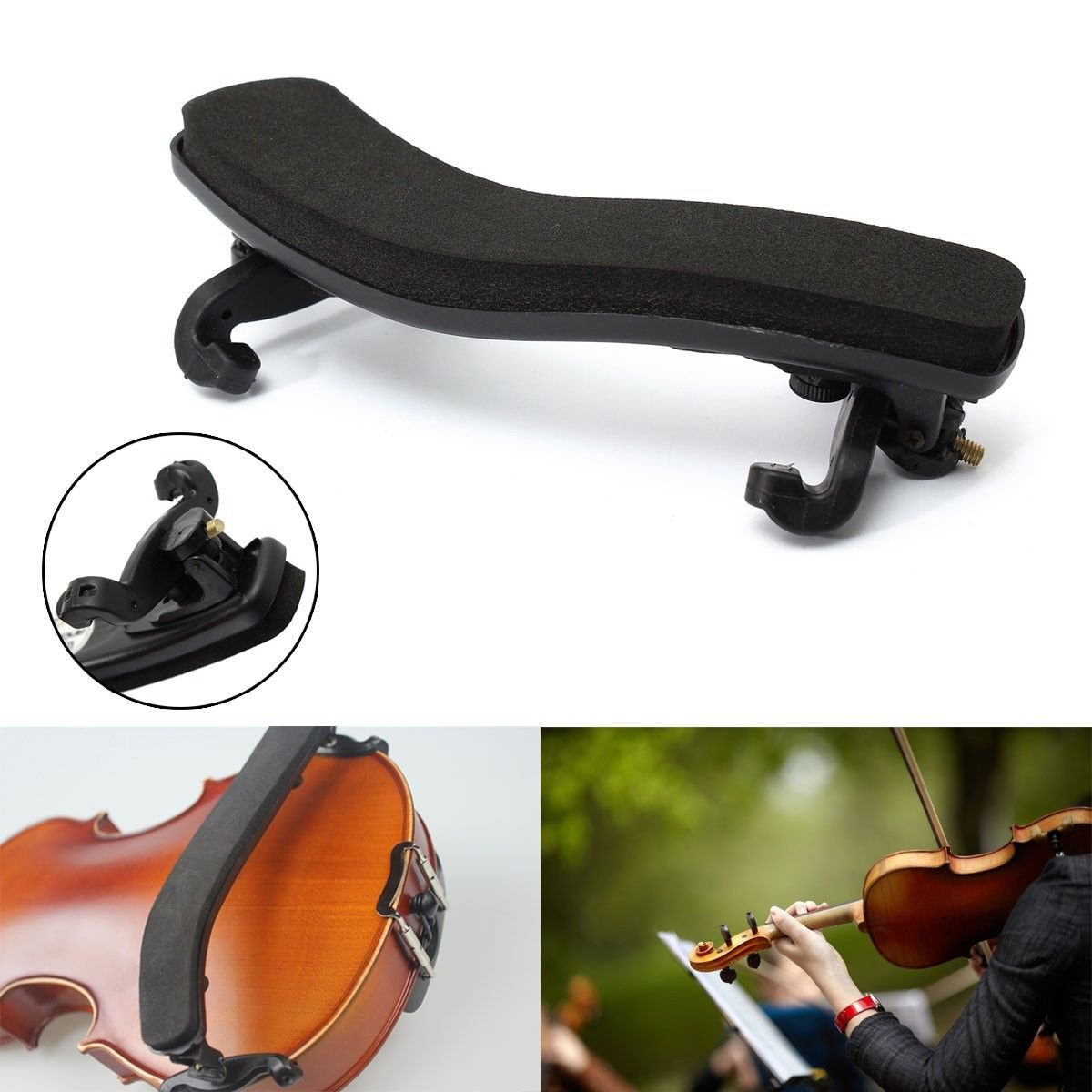 Black Height & Angle Adjustable Violin Shoulder Rest For 1/4 1/2 Size Violin dbd
