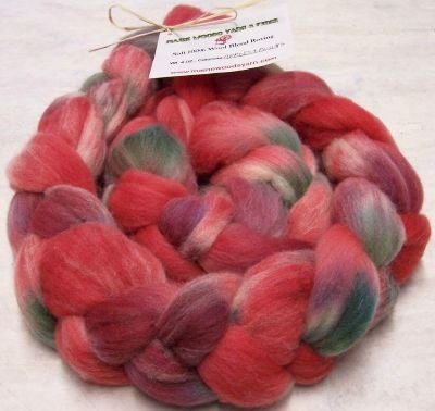 Soft Wool Blend Handpainted Roving "Apples N Plums"