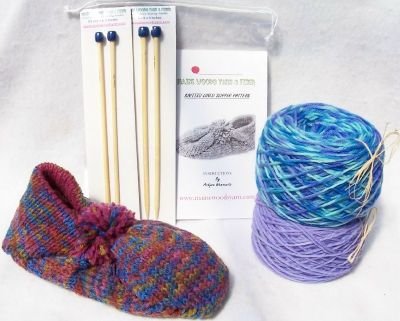 Lined Wool Slippers Knitting Kit +2 Sets Needles " Biloxi Blues"