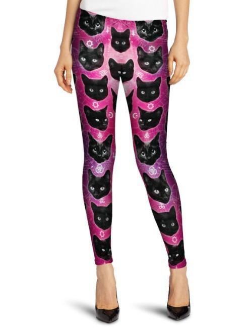 Ladies black and pink kitty cat leggings