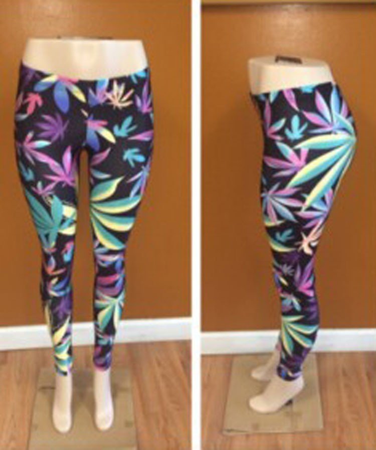 Ladies multicolor cannabis leaf leggings