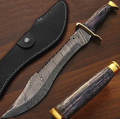 Ranger Bowie Knife - Custom Made Damascus 16 in blade length