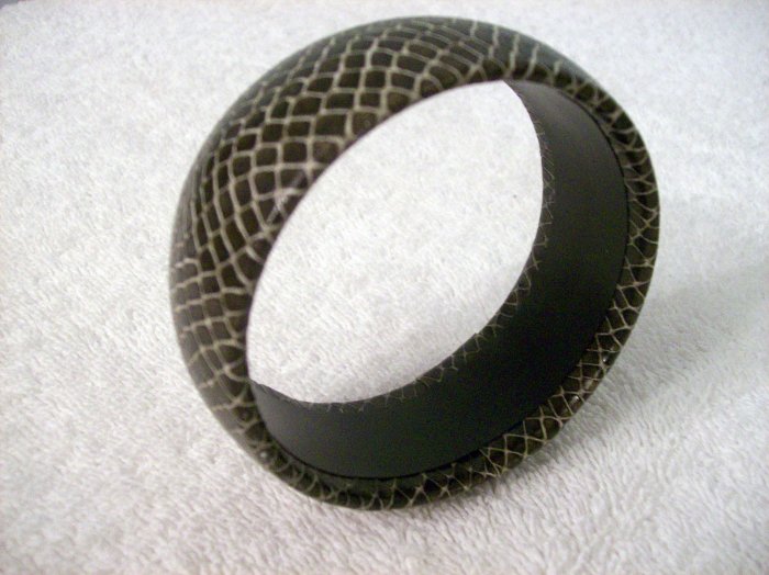 Black Bangle With Snake Skin Look