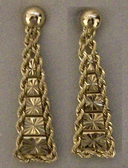 10kt Gold Diamond Cut Riccio Drop Earrings