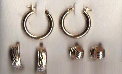 14kt Gold 3-Piece Earring Set