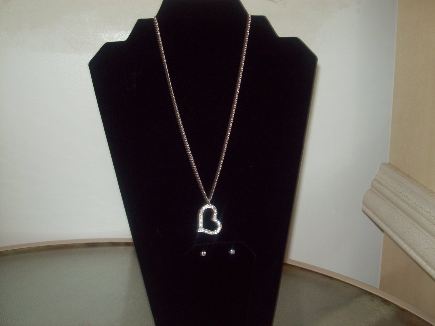 Heart Necklace With Pendant And Earring Set