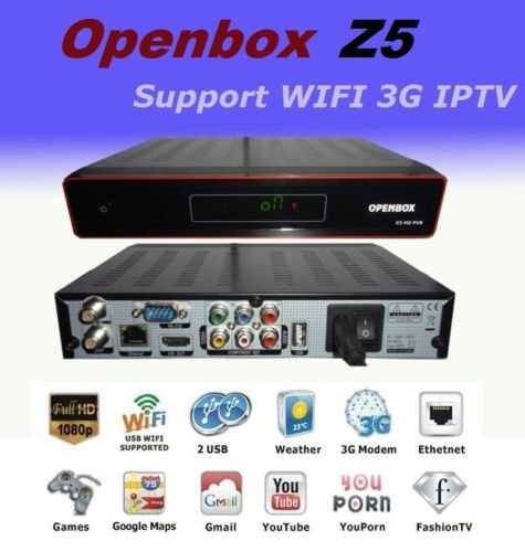 Openbox Z5 HDMI 1080p PVR FTA HD satellite receiver with DVB-S2 USB Wifi IPTV-X5