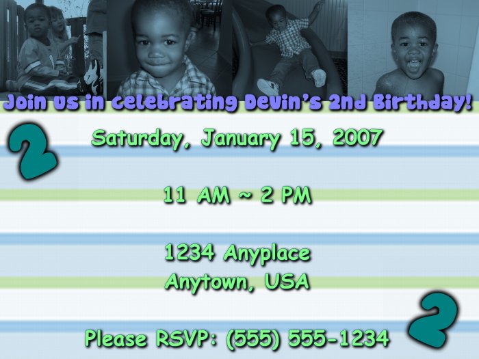 Blue Tinted Personalized Birthday Invitation