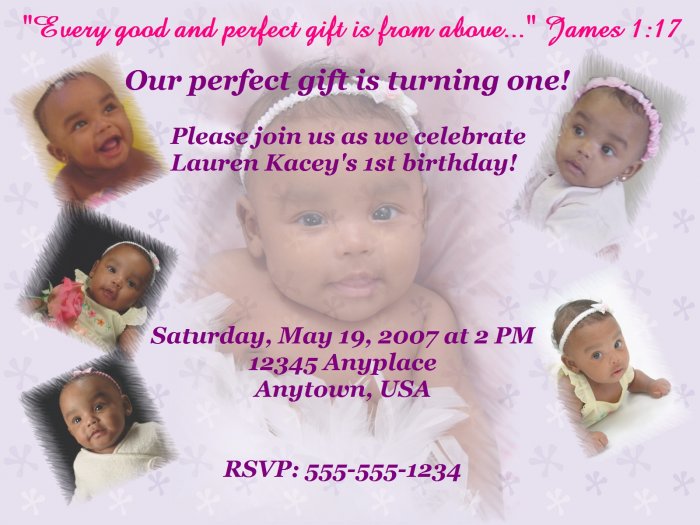 Vanity Birthday Invite with Purple Floral Background