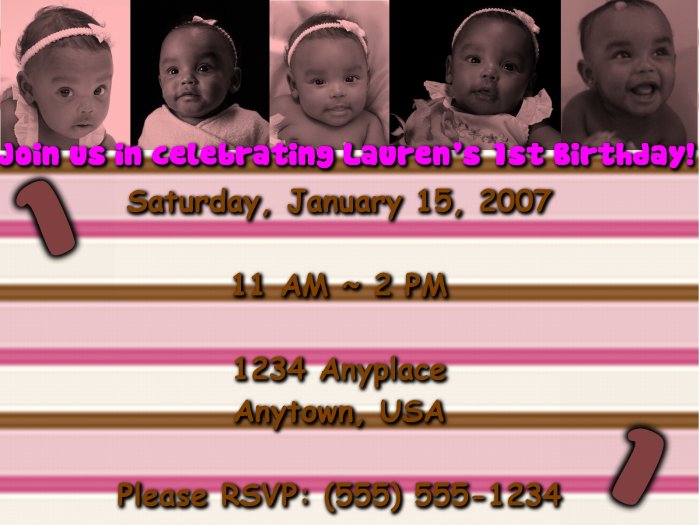 Striped Pink Tinted Personalized Invitation