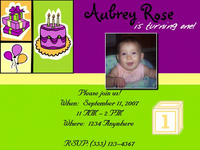 Green & Purple Birthday Invitation