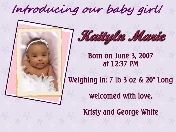 Purple Floral Birth Announcement