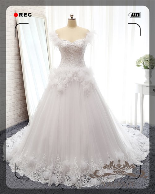 2015 New Arrival Full High Quality Appliqued Cap Sleeves A-line Wedding Dresses Bridal Gown