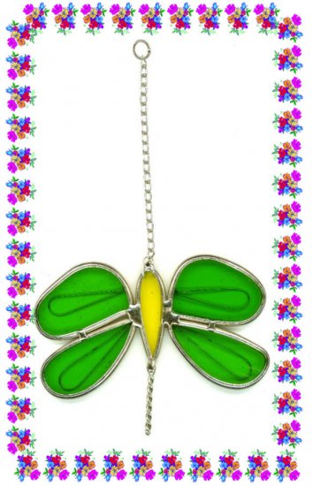 FREE SHIPPING !! Dragonfly Suncatcher Stained Glass