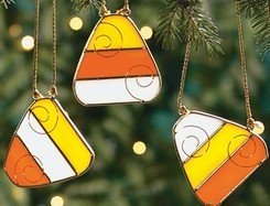 set of 3 Candy Corn HALLOWEEN Stained Glass Suncatchers
