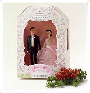 BRAND NEW IN BOX 1997 Barbie and Ken Wedding Day Ornament Set