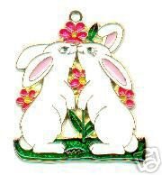 FREE SHIPPING !! Easter Kissing Bunny Rabbit Suncatcher Stained Glass