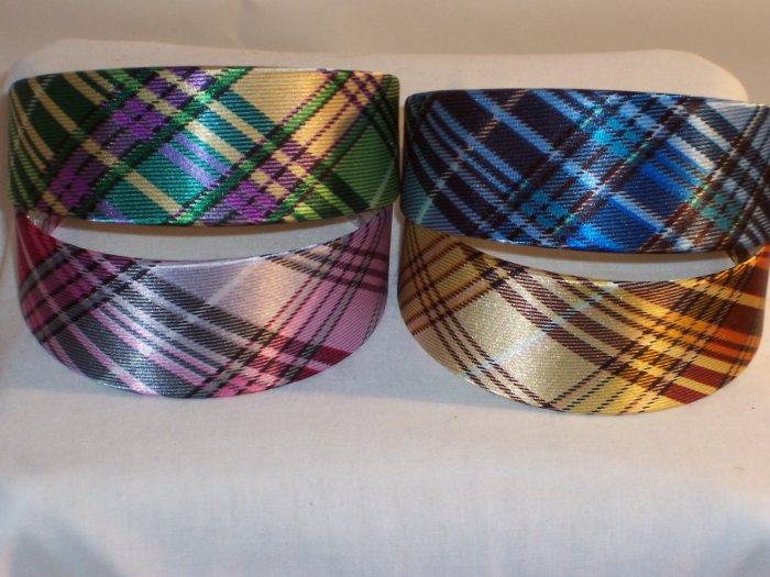 HEADBAND 4 lot of 2inch VINTAGE PLAID STYLE head bands