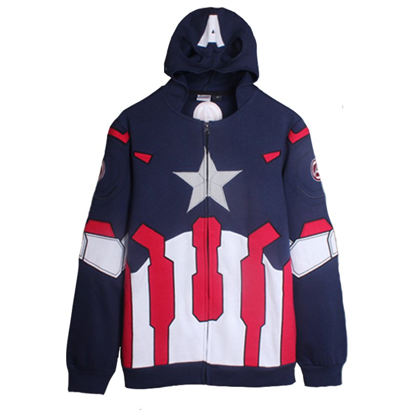 Adult Men's Coat Captain America hoodie Jacket Costume Cosplay
