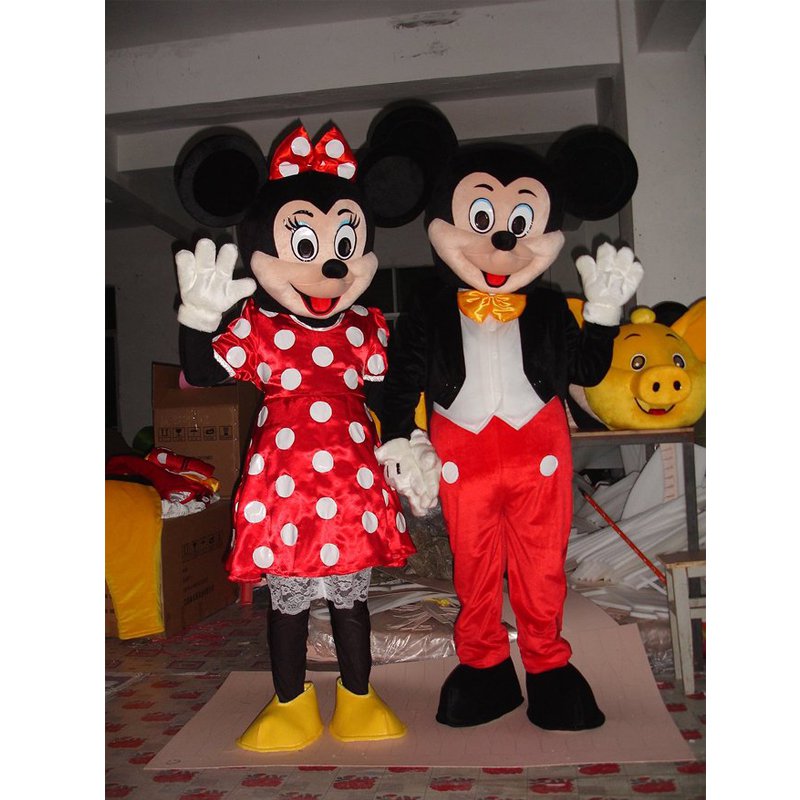 CosplayDiy Unisex Mascot Costume Mickey and Minnie Mouse Couple Mascot Costume Cosplay