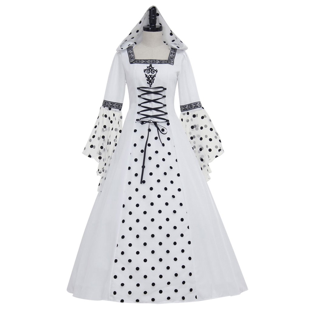 CosplayDiy Women's White Wedding Medieval Dress Victorian Ball Gown Dress For Party