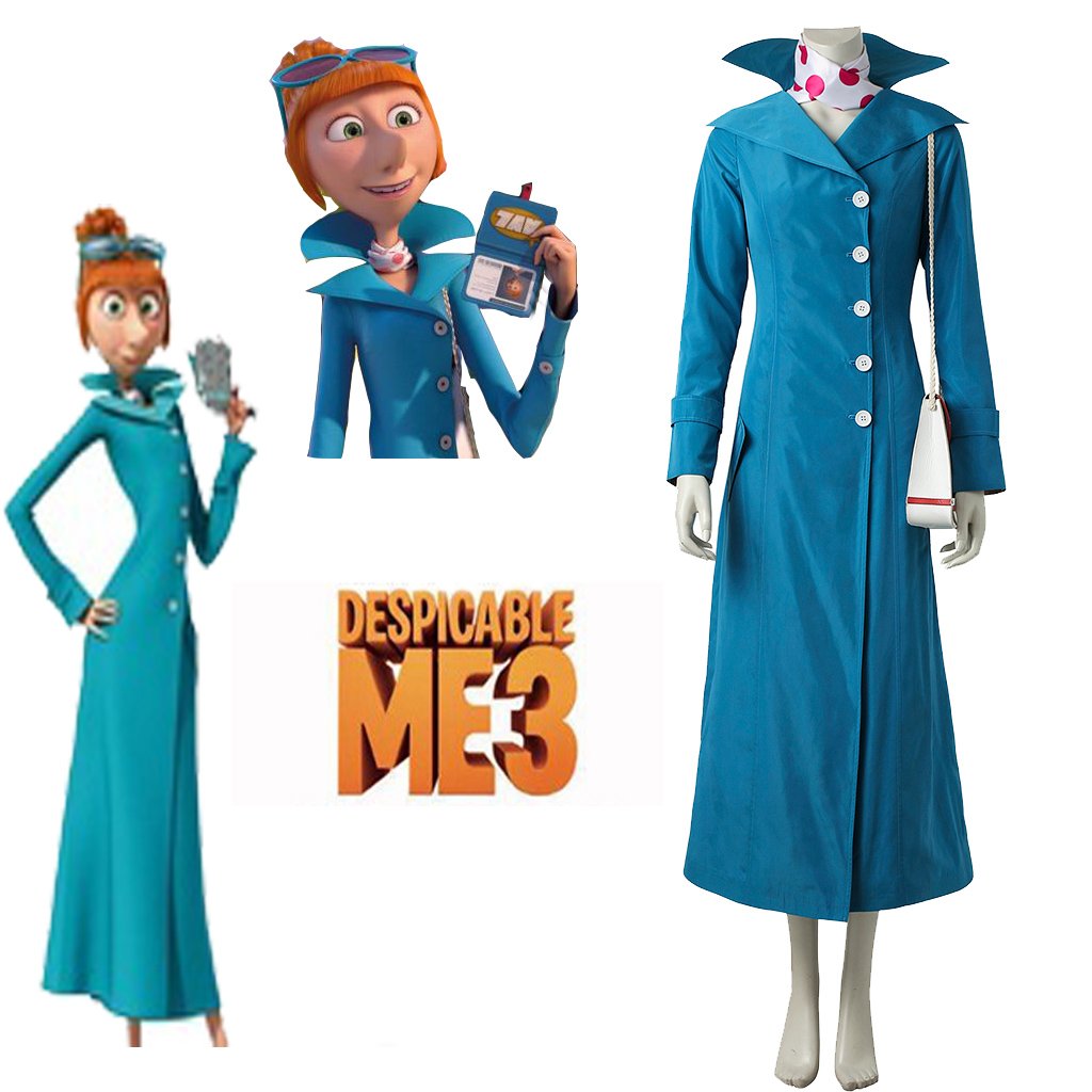 Desipicable Me 3 Lucy Costume Cosplay Women's Coat Dress Bag Glasses Cosplay Accessories