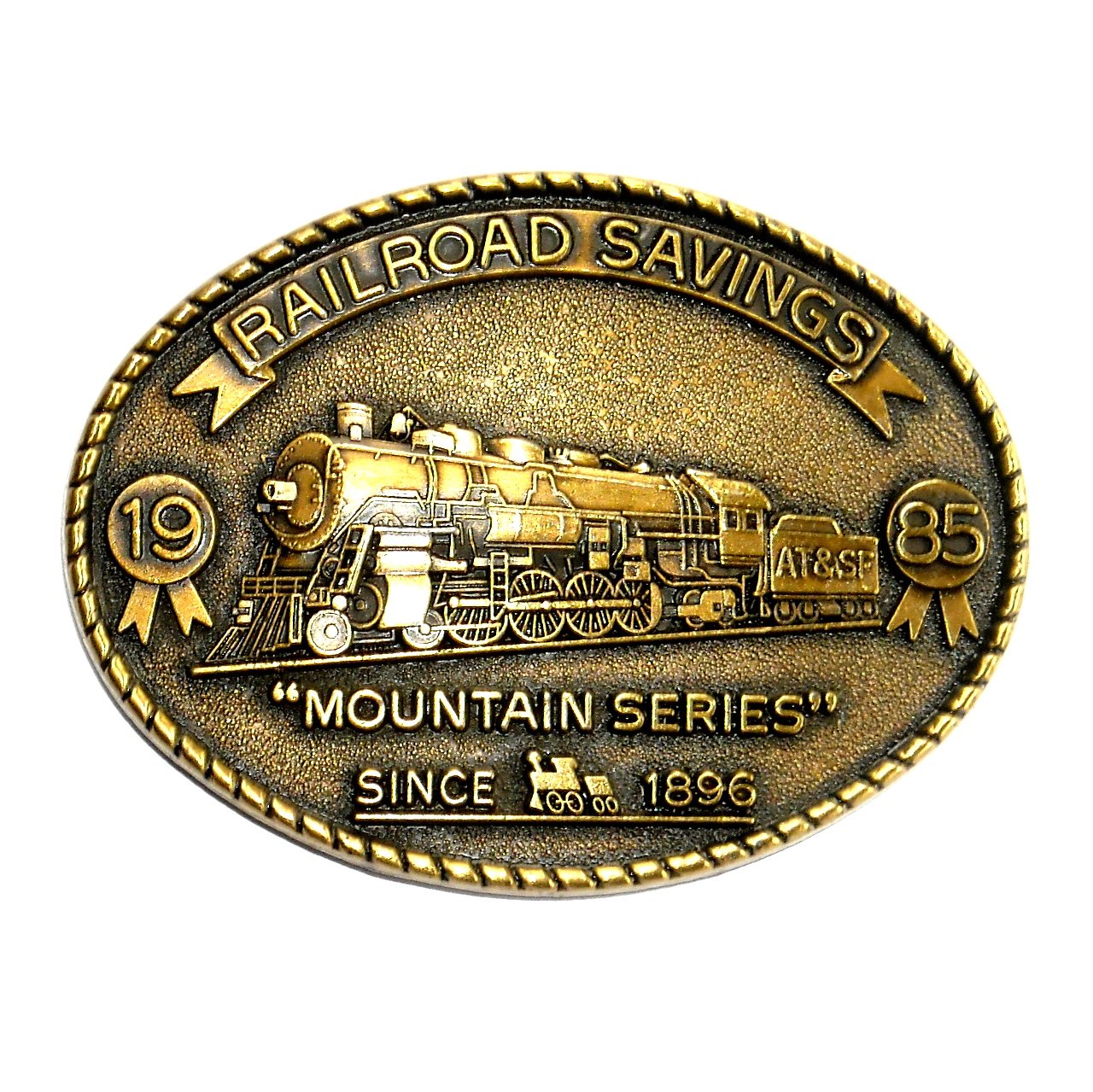 Mountain Series RailRoad Savings 1985 Brass Color Belt Buckle