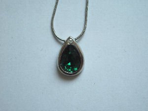 Original Design by William Wang Teardrop Swarovski Emerald Green Crystal With Platinum Finish