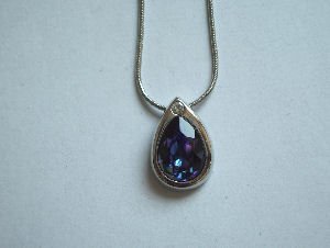 Original Design by William Wang Teardrop Swarovski Heliotrope Crystal With Platinum Finish