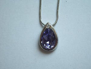 Original Design by William Wang Teardrop Swarovski Lavender Tanzanite With Platinum Finish