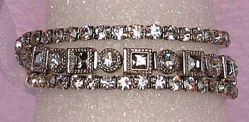 3 Bracelets Black Diamond and Clear Square and Round Bunch Crystals