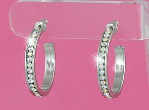 Swarovski Crystal Aurora Borealis Hoop Earrings