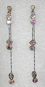 Long Dangling Clear Aurora Borealis Earrings