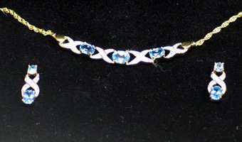 Blue Topaz and Diamond Necklace and Earring Set