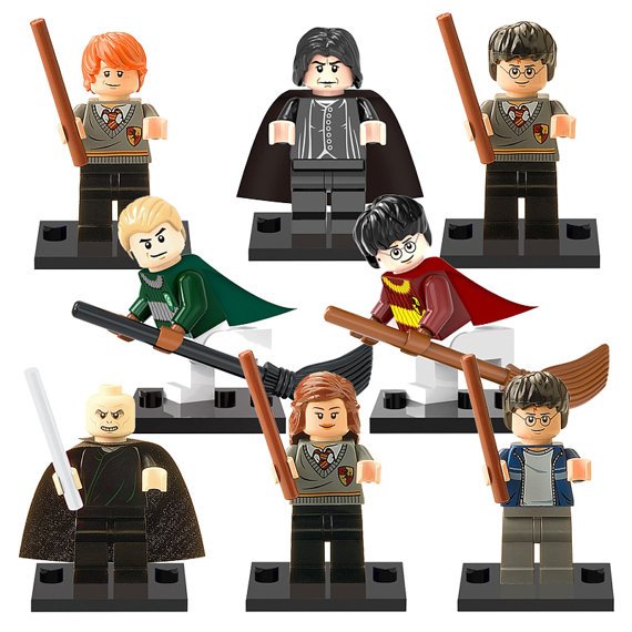 Lego Compatible Harry Potter custom minifigures set, Hermione, Ron, Draco, Snape, Lord Voldemort