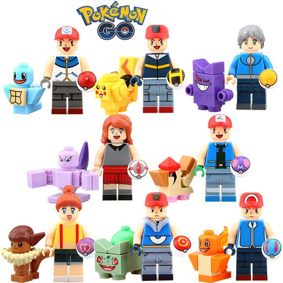 Pokemon Go custom minifigures Lego compatible set of 16, Pikachu, Pokemon gift
