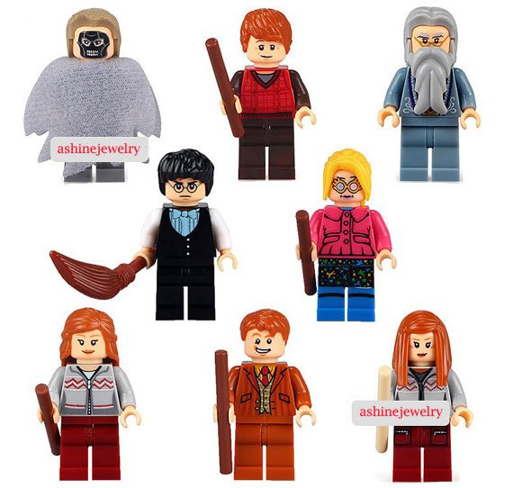 Harry Potter custom set of 8 minifigures Lego compatible, Dumbledore, Death Eater, Hermione, Ron