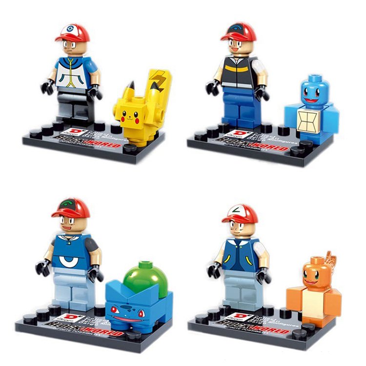 Lego Compatible Pokemon Go Ash Anime Pikachu Squirtle Charmander Minifigures