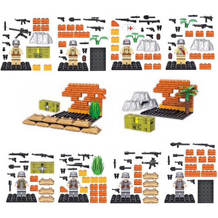 Lego Compatible Army Military German USA Solider with Weapon World War Minifigure