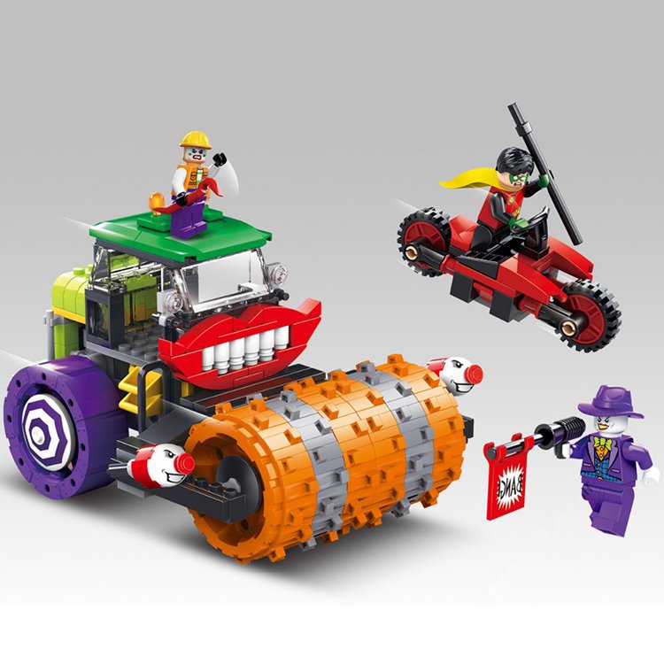 Lego Compatible DC Batman Robin Joker Steam Roller Rampage Truck Motorbike