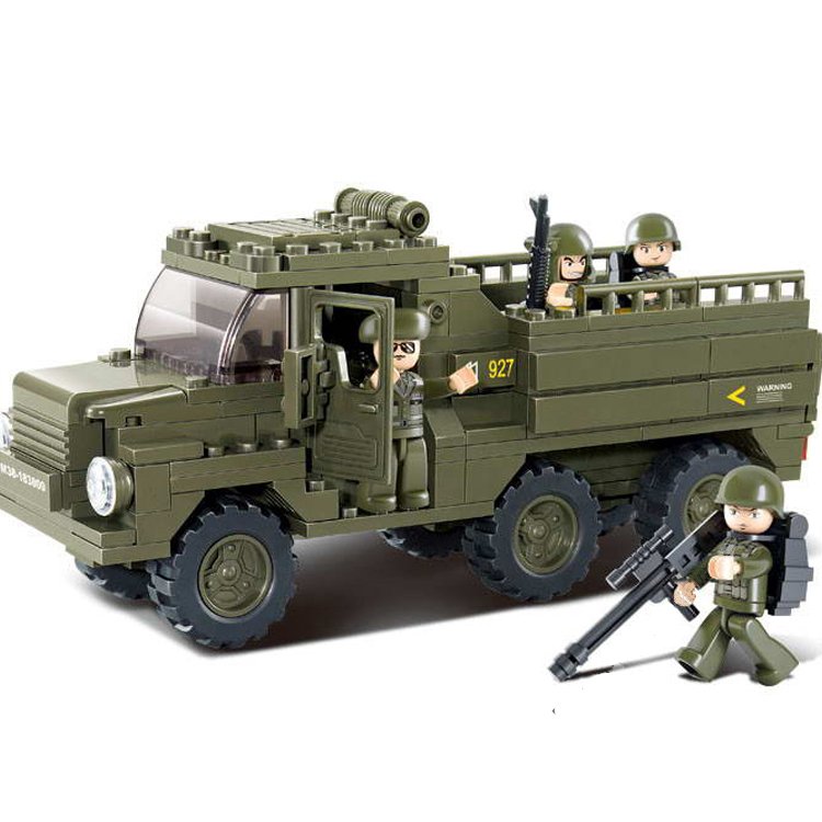 Sluban Military Army Transport Convoy Truck Vehicle Soldier Lego Compatible Toy