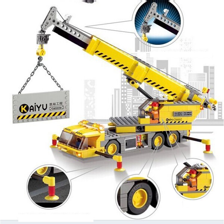 Lego Compatible Kazi City Road Building Construction Crane Lift Vehicle