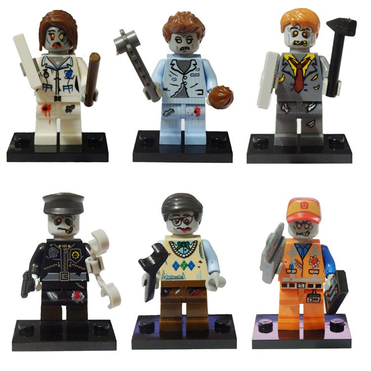 Lego Custom Assorted White Zombie Minifigure Head Walking Dead City 