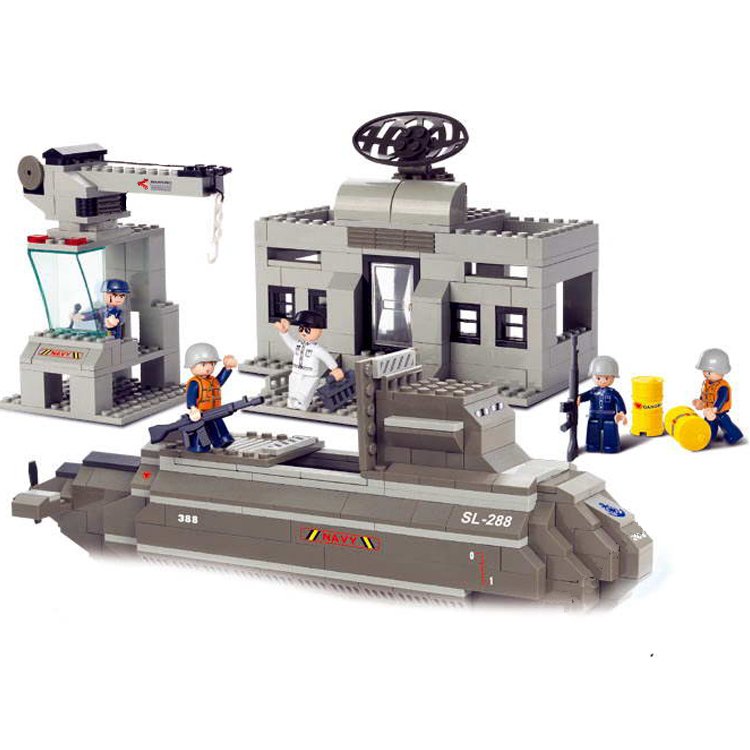 Lego Compatible Army War Submarine Harbor Wharf Military Base Sailor